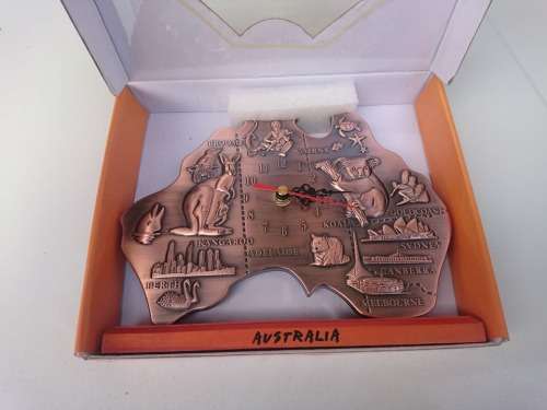 NEW Australia Map Copper Small Clock