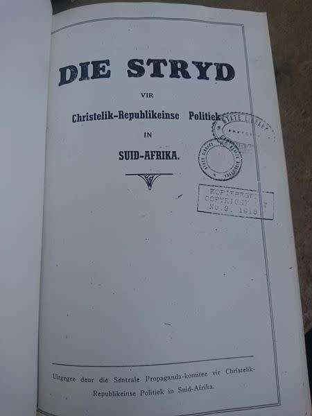 Die Stryd vir Christelik-Republikeinse Politiek in Suid-Afrika geteken met datum 25/11/91 deur (Prof