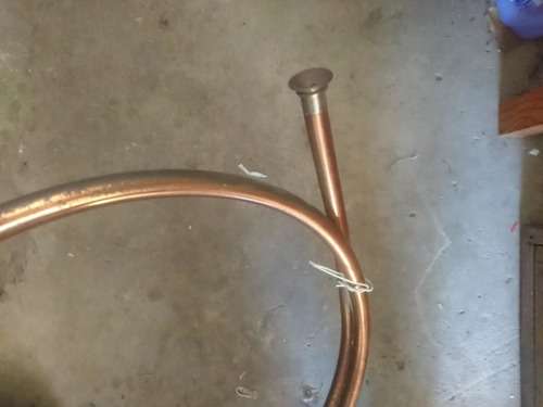 Antique Copper And Brass Hunting Horn Curved Decorative Hunt Scene Decor