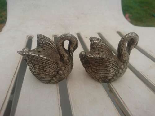 great pair swan salt and pepper holder
