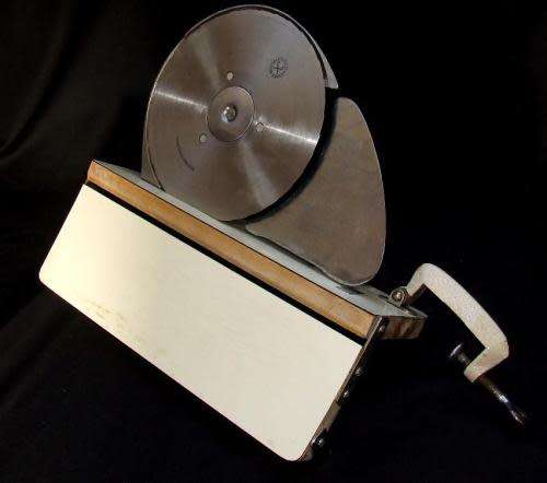 1950'S Geman Bread Slicer,Good working condition. Drop down base and table clamp