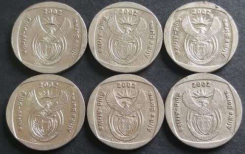 6 x 2002 Johannesburg World Summit R1.00 coins! Bid per coin