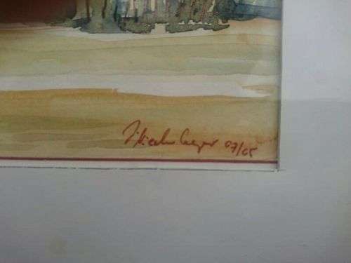 LOVELY FRAMED WATERCOLOR PAINTING BY L.MULETSKA TANGO EN BS AS 2006