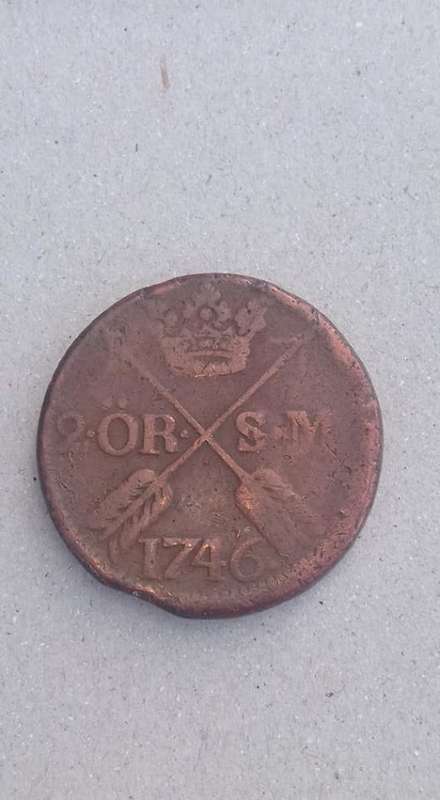 RARE Sweden 2 Öre - 1746 LOW MINTAGE