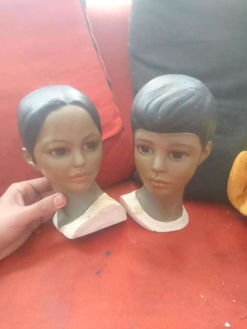 BEAUTIFUL 1950,s VINTAGE LARGE BOY AND GIRL POLYNESIAN FIGURINES HEADS BID PER ITEM