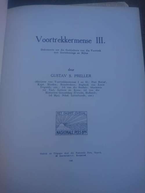 Voortrekkermese III & IV, Preller, Gustav S. Scripta Africana, Melville 1988