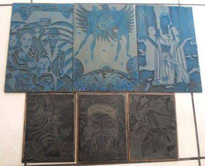 AMAZING FIND!!! 6 X RICHARD RHODE LINOCUT PRINTING BLOCKS