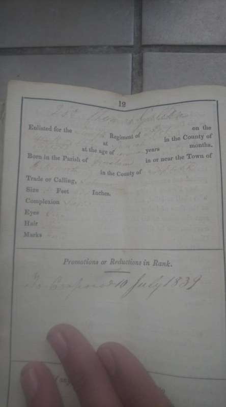 SOLDIERS ACCOUNT BOOK DATED 1821