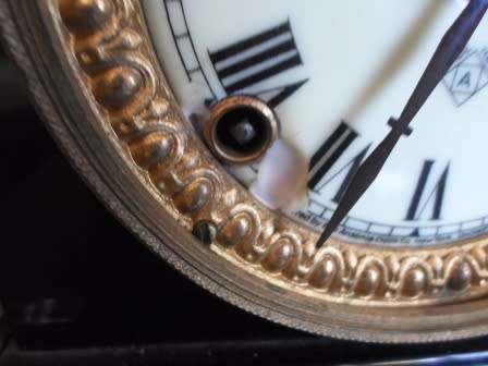 Antique Working 1882 ANSONIA Black Iron Victorian Pillar Column Mantel Clock