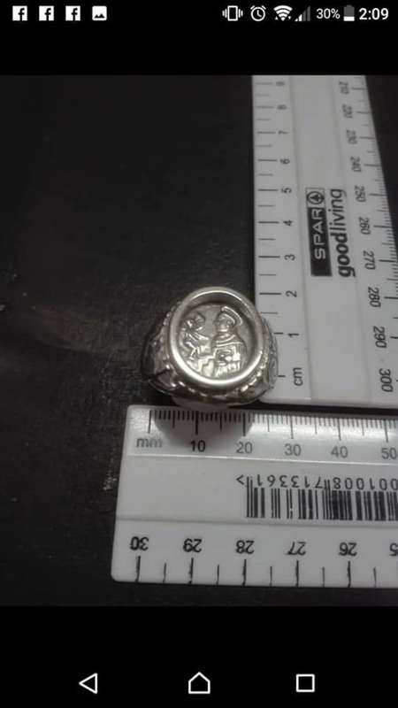 Vintage bulky silver men's St Christopher ring