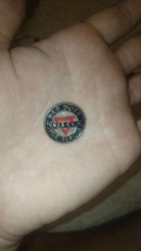 rare ymca badge from WW2 - with original letter