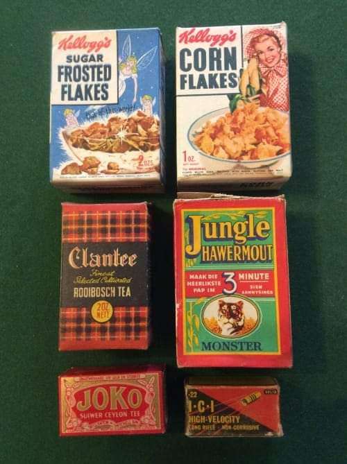 COLLECTION OF VINTAGE SAMPLE BOXES - SOUTH AFRICAN CLASSICS - GREAT OLD ITEMS -