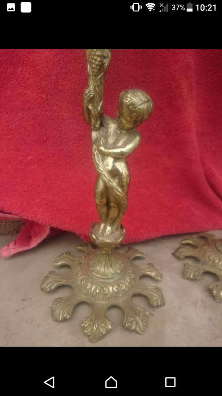 Please Note One Lamps Top Section Needs Restoration to the Brass