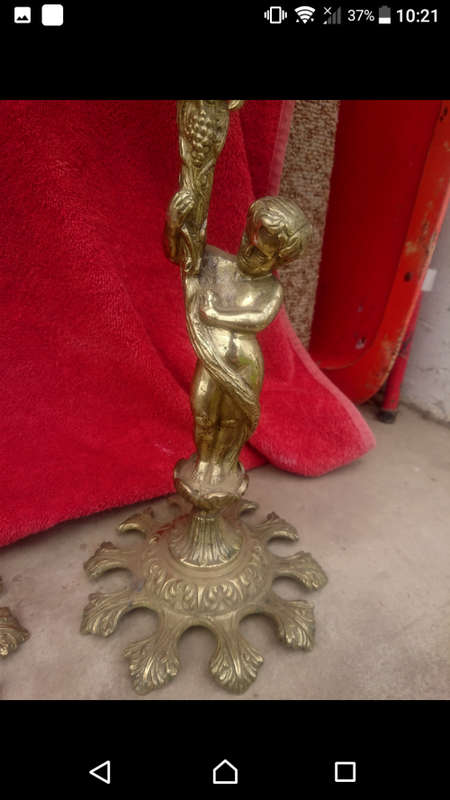 Please Note One Lamps Top Section Needs Restoration to the Brass