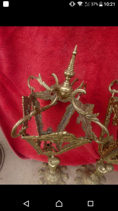 Please Note One Lamps Top Section Needs Restoration to the Brass