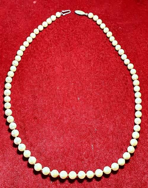 PEARL NECKLACE . 51 CM LONG. 66 PEARLS. 6 mm DIAMETER AVG.