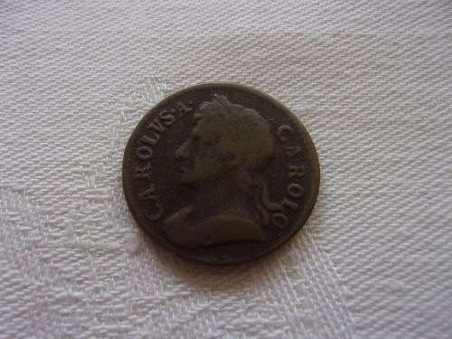 1673 Charles II British copper Farthing (1/4d) coin