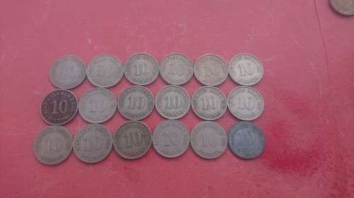 BIG DEUTSCHES REICH 10 PFENNIG COINS LOT1875,76,90,96,00,05,08,11,13,15,20
