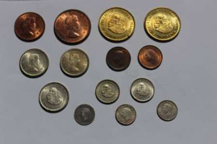 14 South African coins - all uncirculated or EF