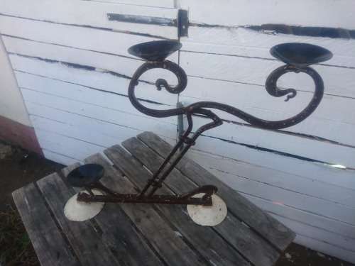 Antique rustic look candle holder
