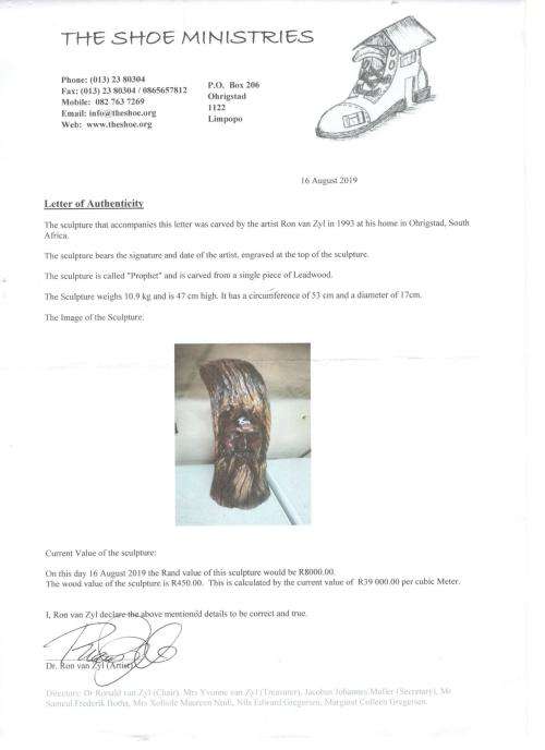 WOW!!! DR RON VAN ZYL - INDIGENOUS HARDWOOD CARVING (Prophet) - AWESOME INVESTMENT ART!!!!