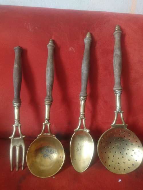 Brass and wood set