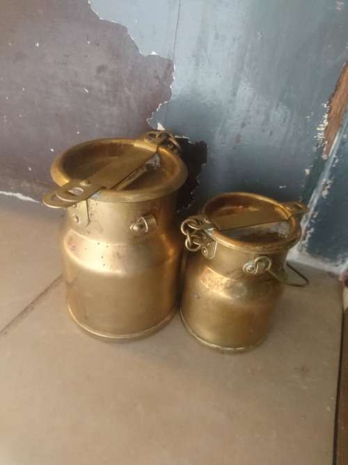 Miniature Solid Brass Milk Cans 11cm and 9cm