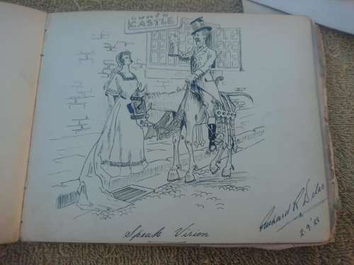 SWEET LITTLE AUTOGRAPH BOOK WITH POSTCARDS BELONGED TO JESSIE ELLIS 1920.COVER LOSE