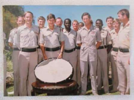 A VERY RARE ORIGINAL PHOTOGRAPH OF PRINCE CHARLES WITH MEMBERS OF THE RHODESIAN DEFENCE FORCE