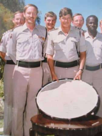 A VERY RARE ORIGINAL PHOTOGRAPH OF PRINCE CHARLES WITH MEMBERS OF THE RHODESIAN DEFENCE FORCE