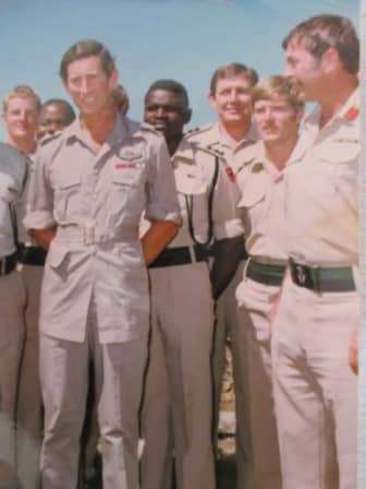 A VERY RARE ORIGINAL PHOTOGRAPH OF PRINCE CHARLES WITH MEMBERS OF THE RHODESIAN DEFENCE FORCE