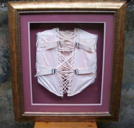 Antique CORSET, Framed behind Glass - LARGE 75cm x 68cm - 5.7kg
