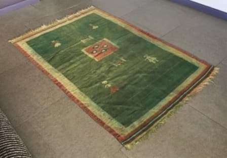 HAND-KNOTTED GREEN DHURRIE KELIM CARPET!! 1700mm - 1100mm