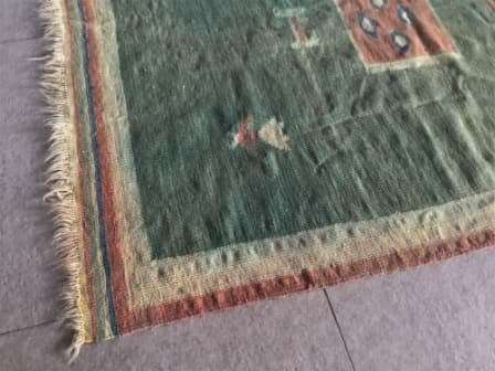 HAND-KNOTTED GREEN DHURRIE KELIM CARPET!! 1700mm - 1100mm
