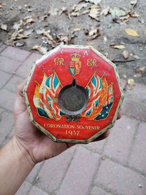 Vintage King George VI Coronation Souvenir Tin by Rowntree