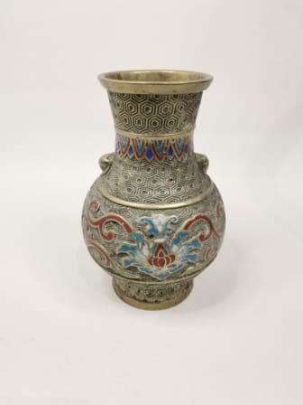 1920s Stunning Champleve enameling. High quality detailed solid brass vase!!!!