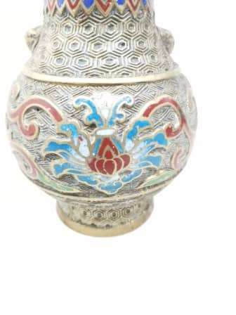 1920s Stunning Champleve enameling. High quality detailed solid brass vase!!!!