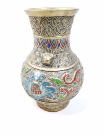 1920s Stunning Champleve enameling. High quality detailed solid brass vase!!!!