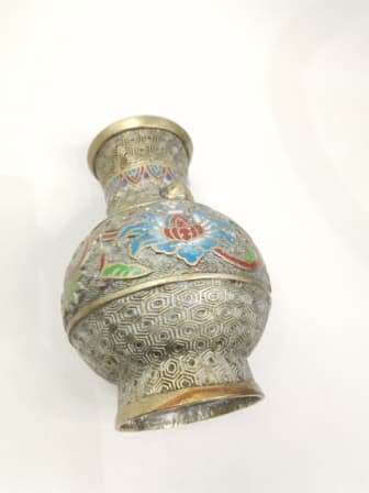 1920s Stunning Champleve enameling. High quality detailed solid brass vase!!!!