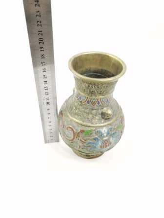 1920s Stunning Champleve enameling. High quality detailed solid brass vase!!!!