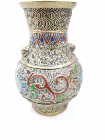 1920s Stunning Champleve enameling. High quality detailed solid brass vase!!!!