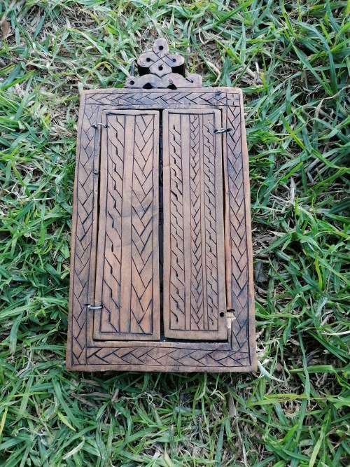 Antique Wood carved Ethiopian triptych
