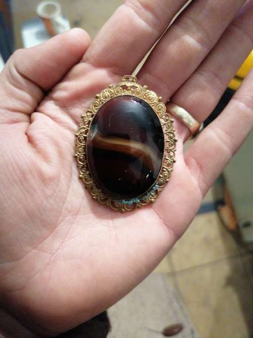 Vintage tigers eye pendantbrooch