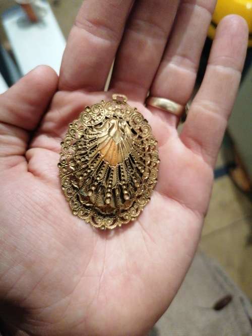 Vintage tigers eye pendantbrooch