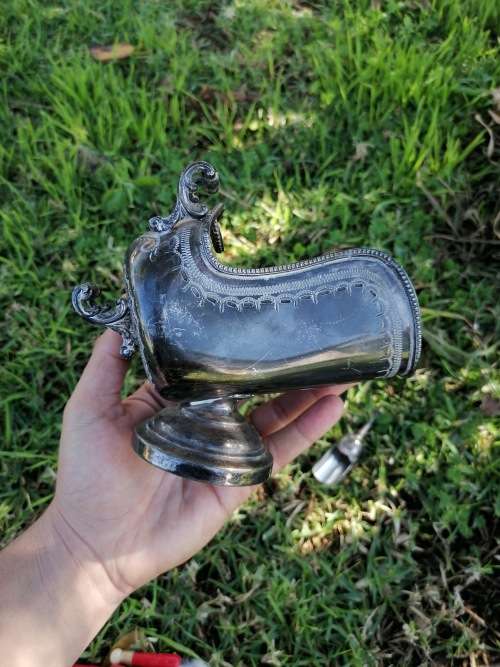 Vintage sugar scoop. Some denting