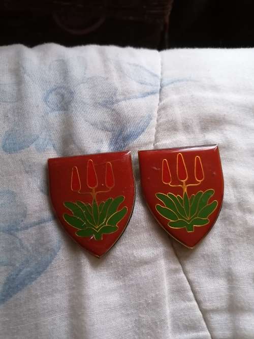 east London Commando flashes. Pins intact