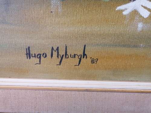 Large framed Hugo Myburgh 1989 painting