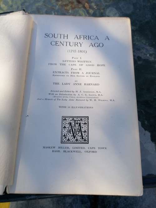 south africa a century ago 1797-1801 by Lady anne barnard