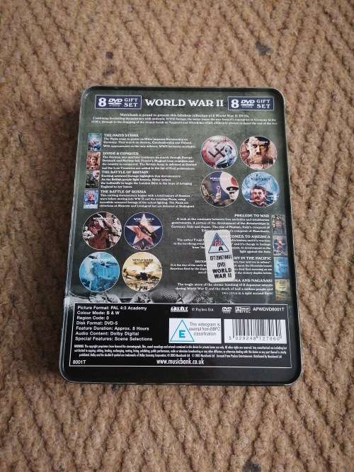 World War II DVD Box Set 8 Discs WW2 Documentaries in Limited Edition Tin Case