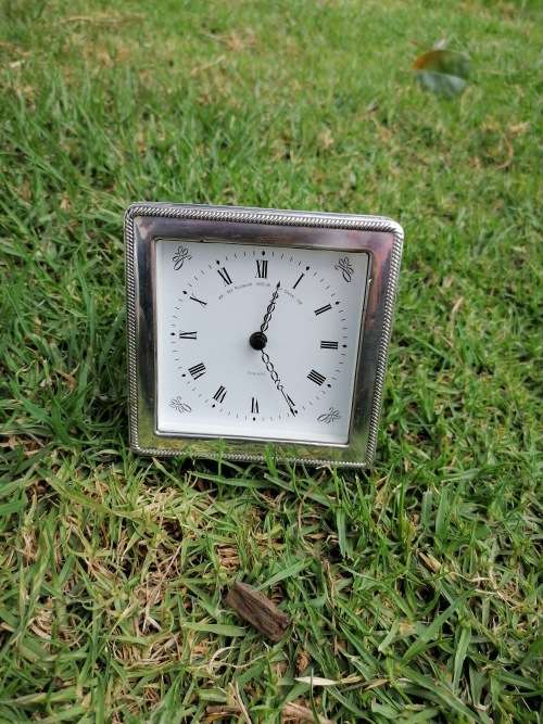Y2K MILLENNIUM STERLING SILVER QUARTZ DESK CLOCK - PJ PANTON - BIRMINGHAM 2000 WORKING, BATTERY INCL